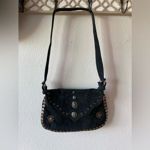Free People Black Suede Shoulder Bag with Stud Accents